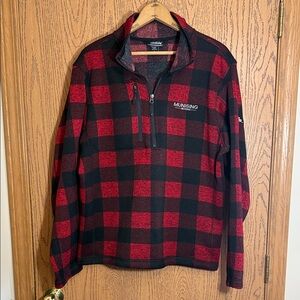 Landway Outerwear Munising Red Black Quarter Zip-Up Fleece Lined Sweater